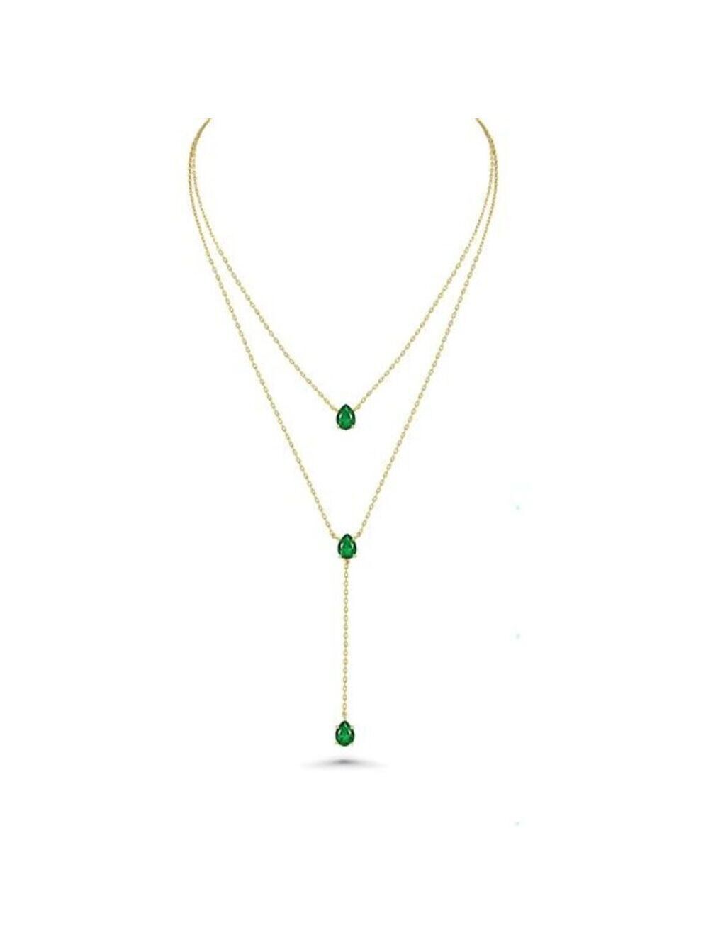 Gold layered pendant necklace emerald ruby sapphire birthstone jewelry gift